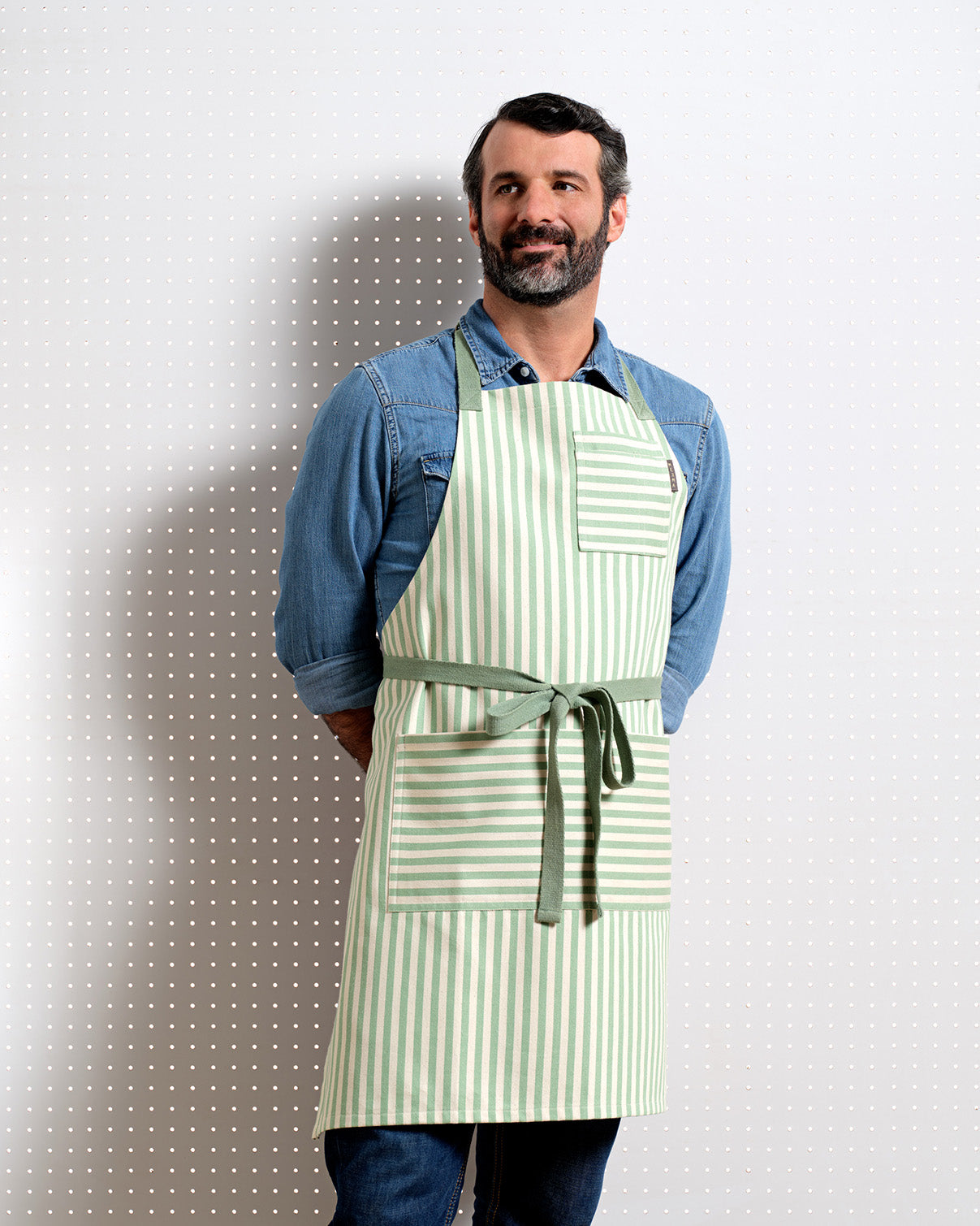 striped bib apron