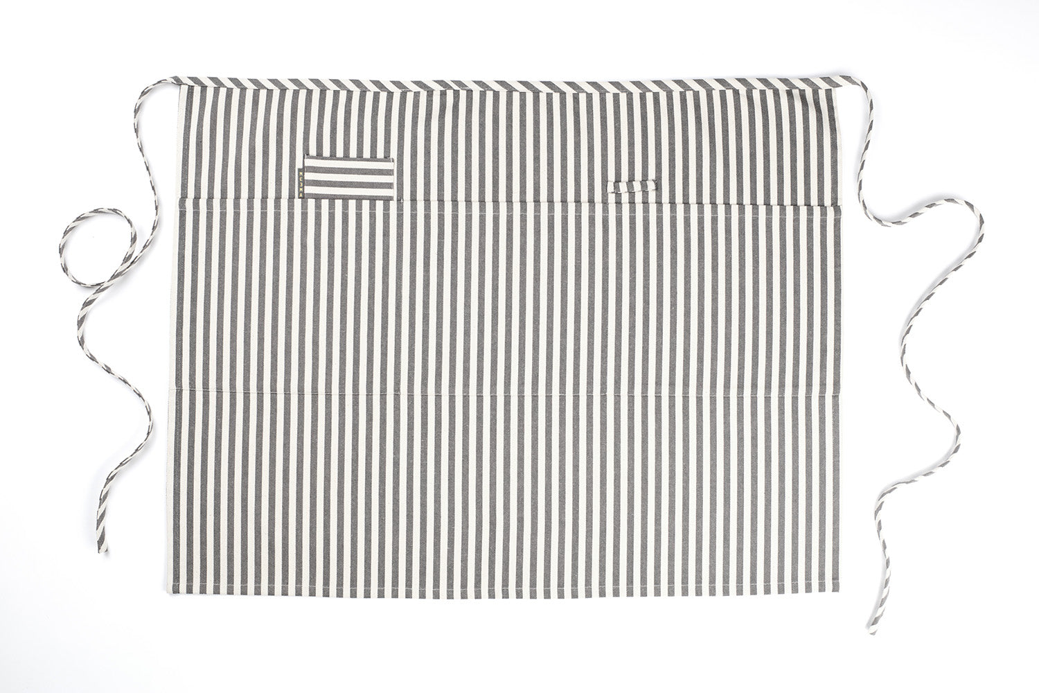 Bistro Apron with pockets gray stripes
