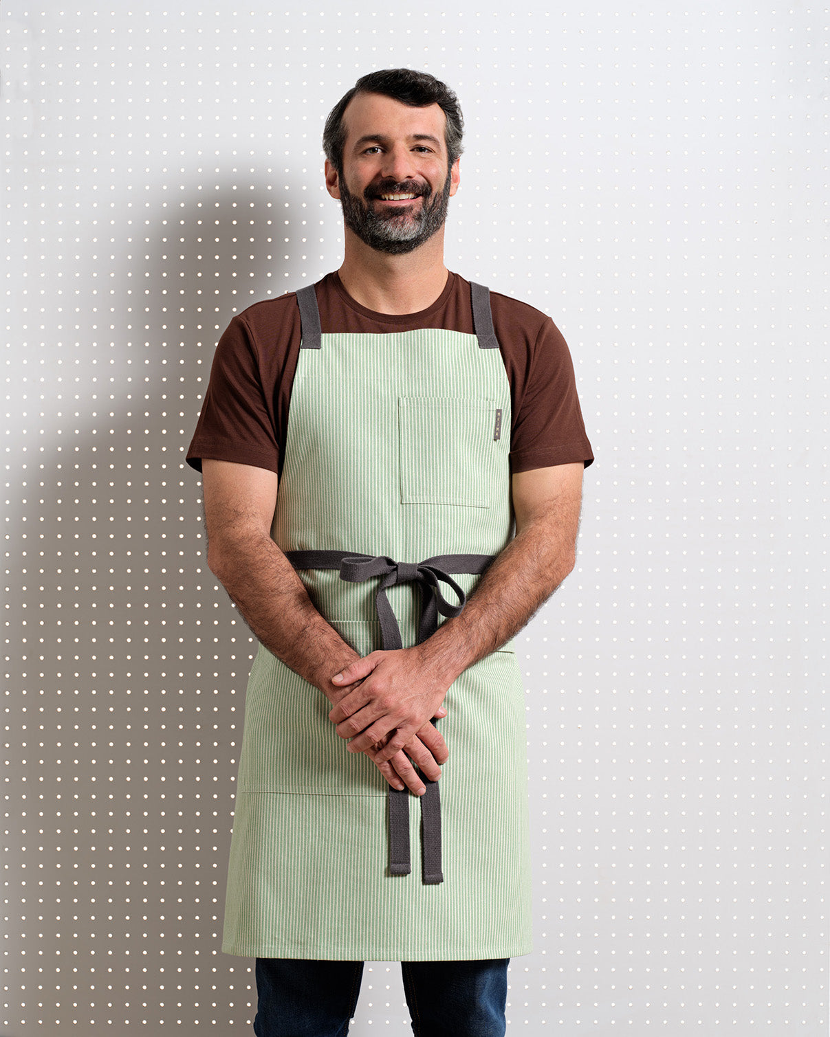 Crossback Apron Striped Green