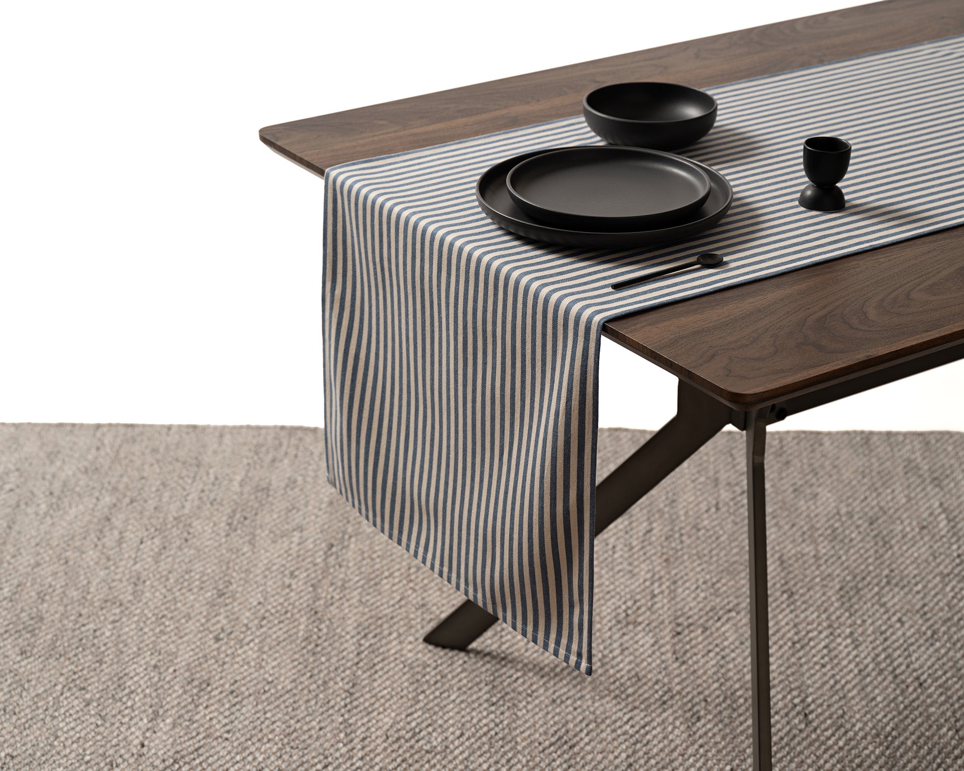 cotton table runner blue striped