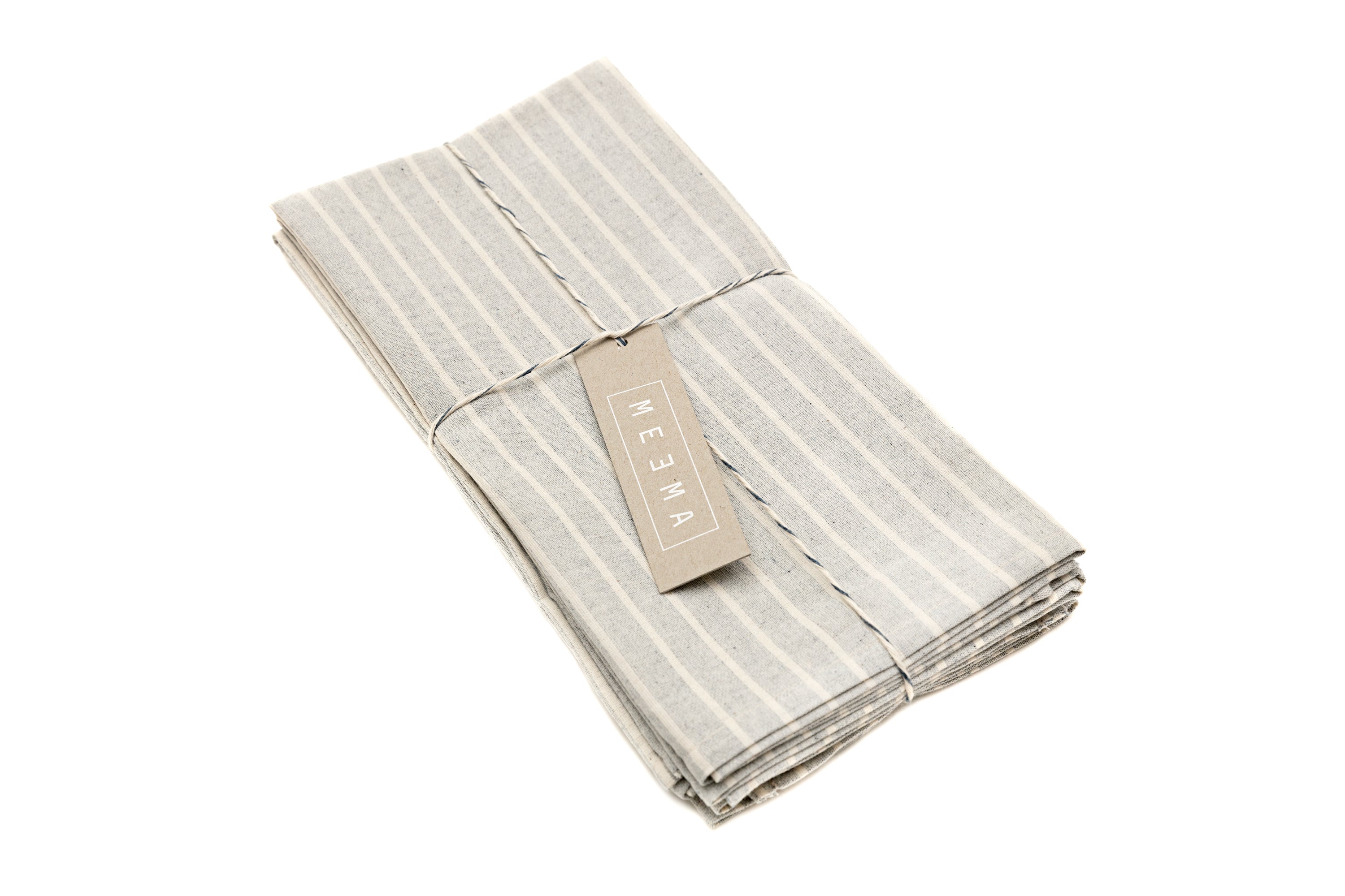 Cloth Napkins, Set of 4 - Denim and Natural Striped