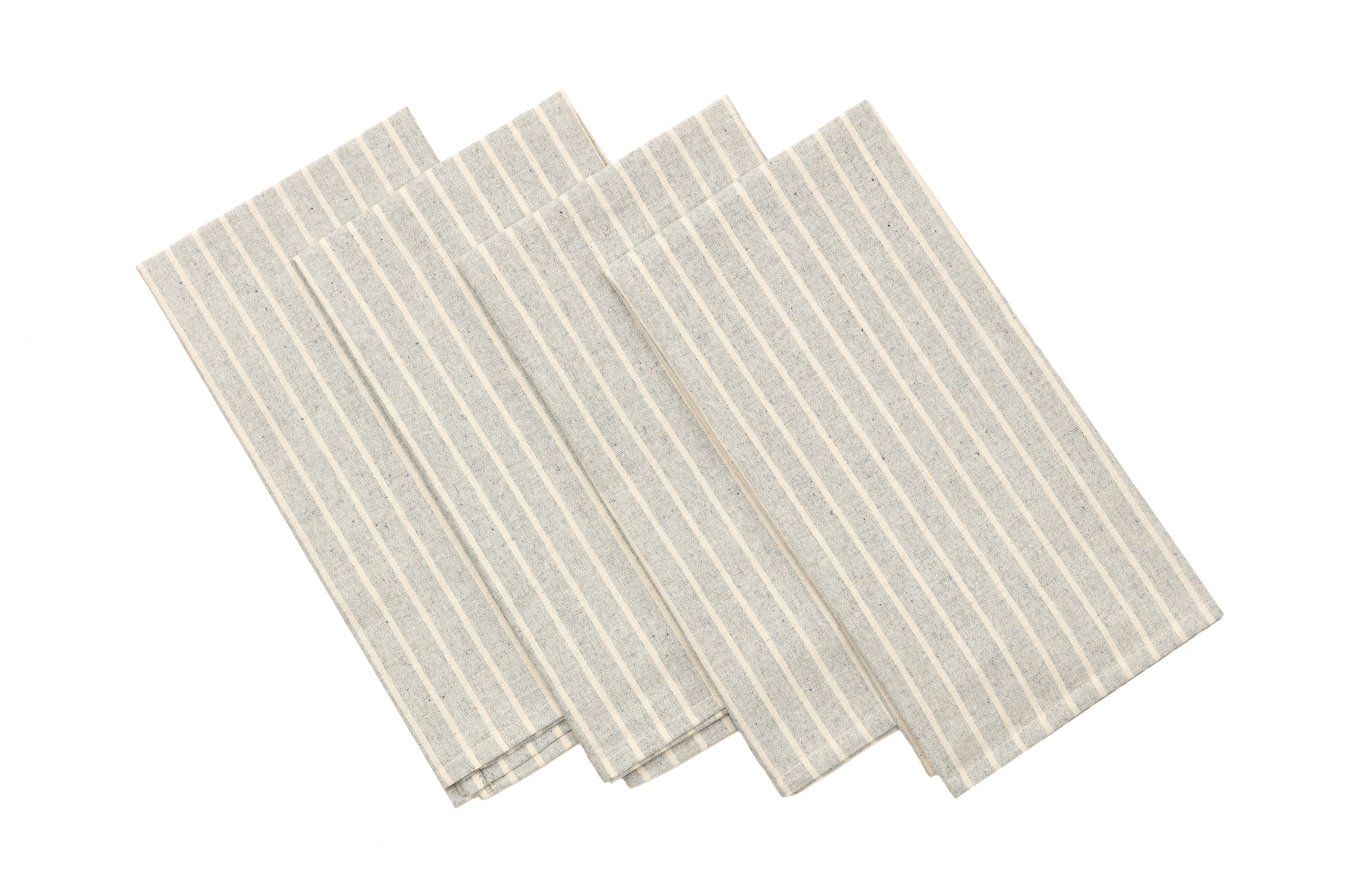 Cloth Napkins, Set of 4 - Denim and Natural Striped