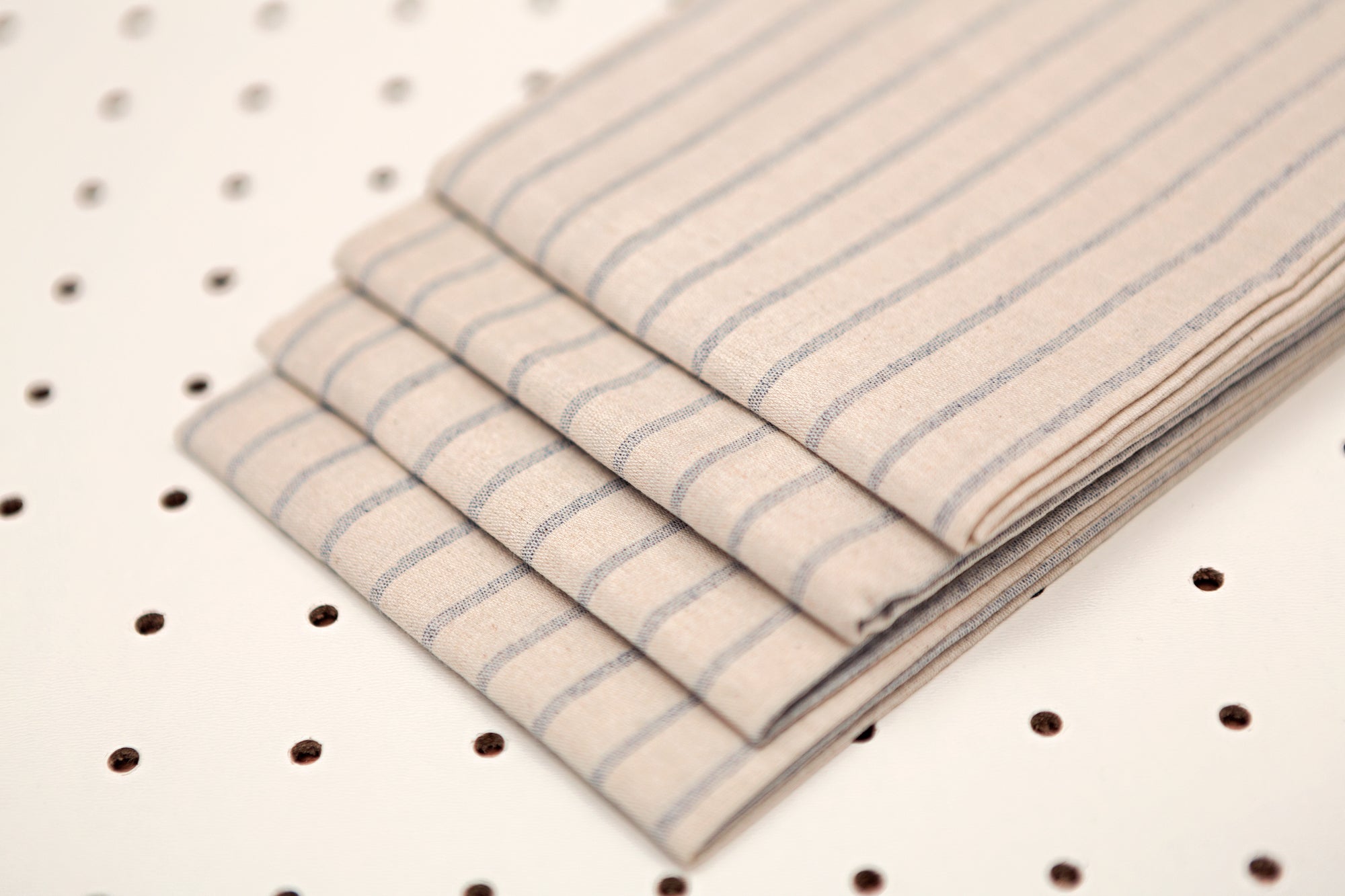 Cloth Napkins, Set of 4 - Denim and Natural Striped