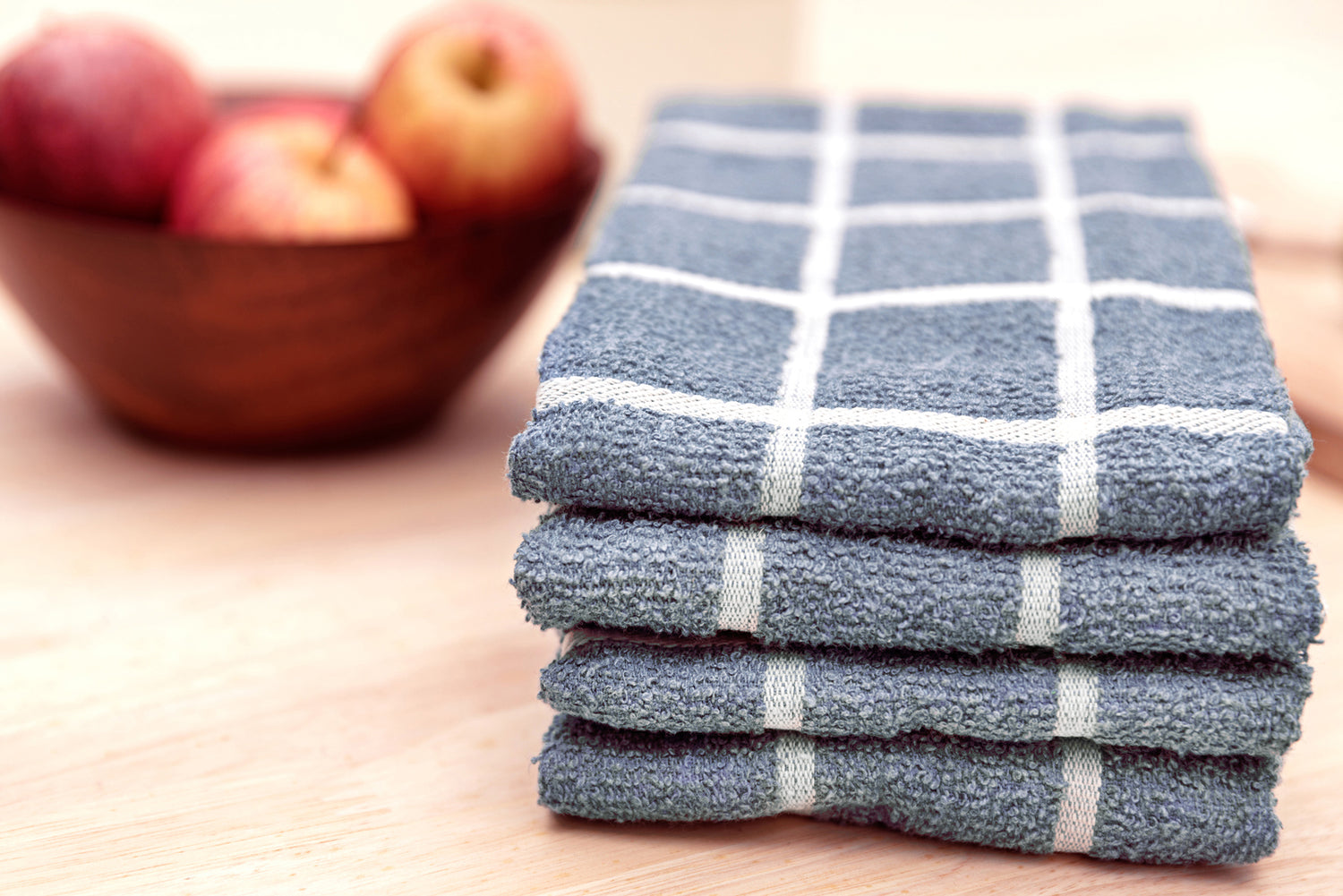 Apple and Gingham Tea Towel Set, Cotton Dish Towels