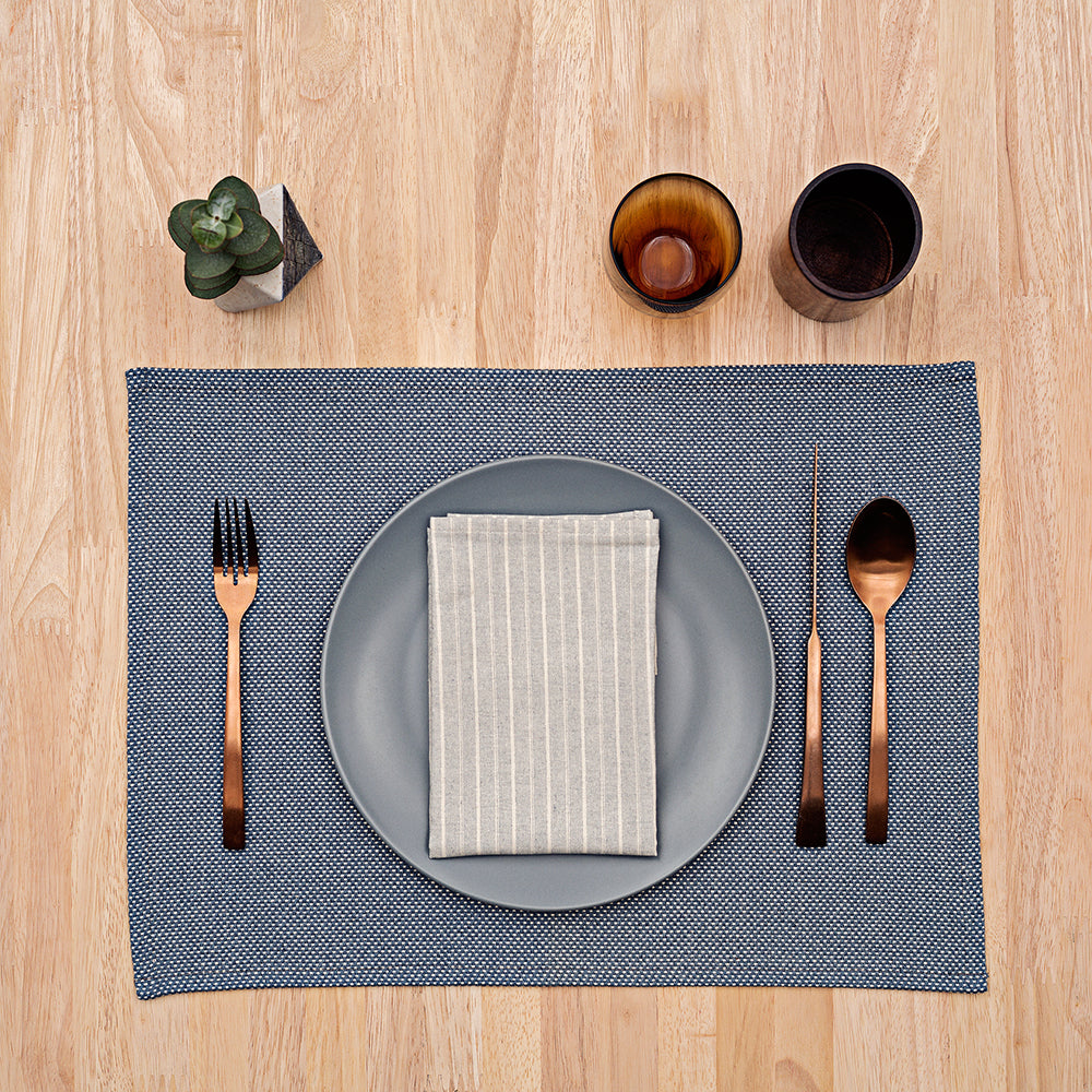 Placemats & Napkins Bundle:  Blue Placemats + Cloth Napkins / Set of 4